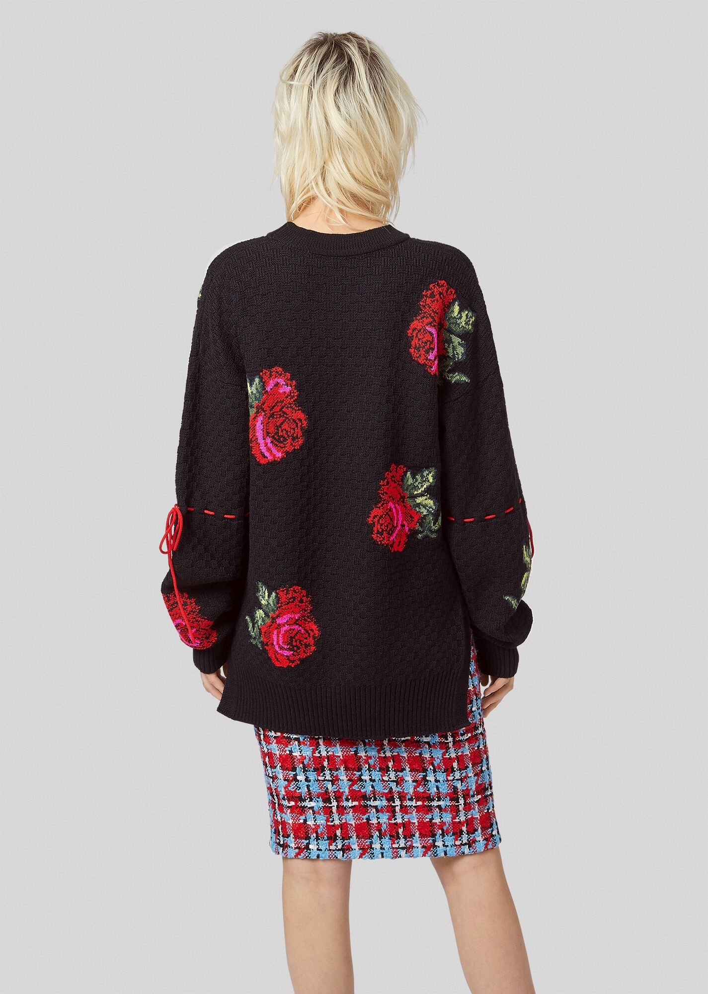 Rose Accent Wool Sweater - 3