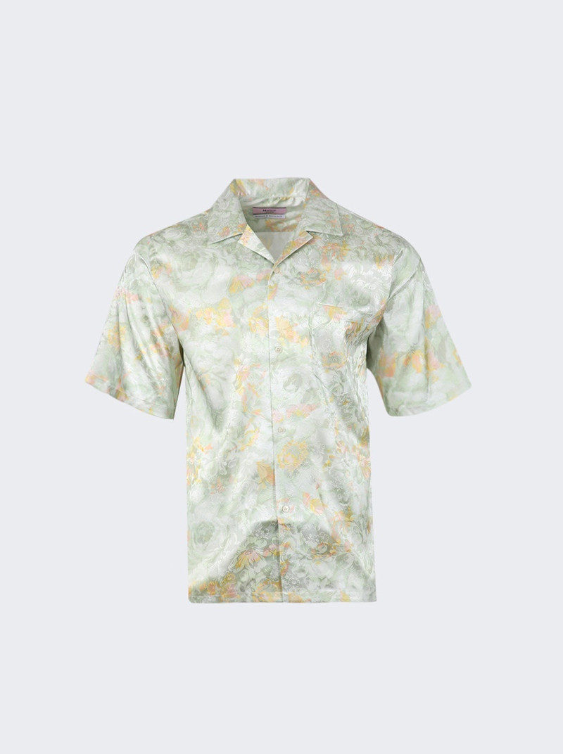Oversized Hawaiian Short Sleeve Shirt Green Floral - 1
