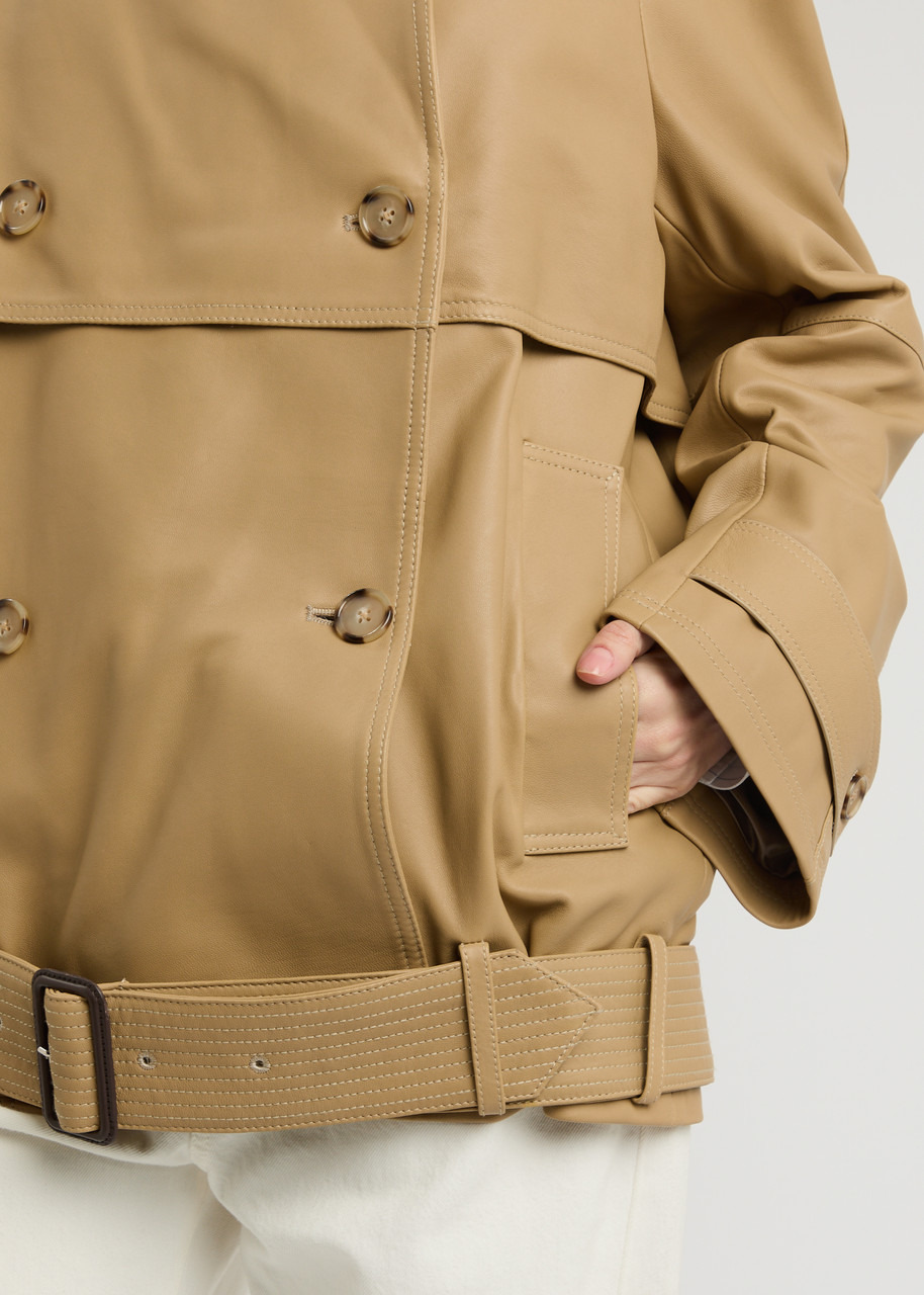 Toteme Belted Double-breasted Leather Trench Coat - 5