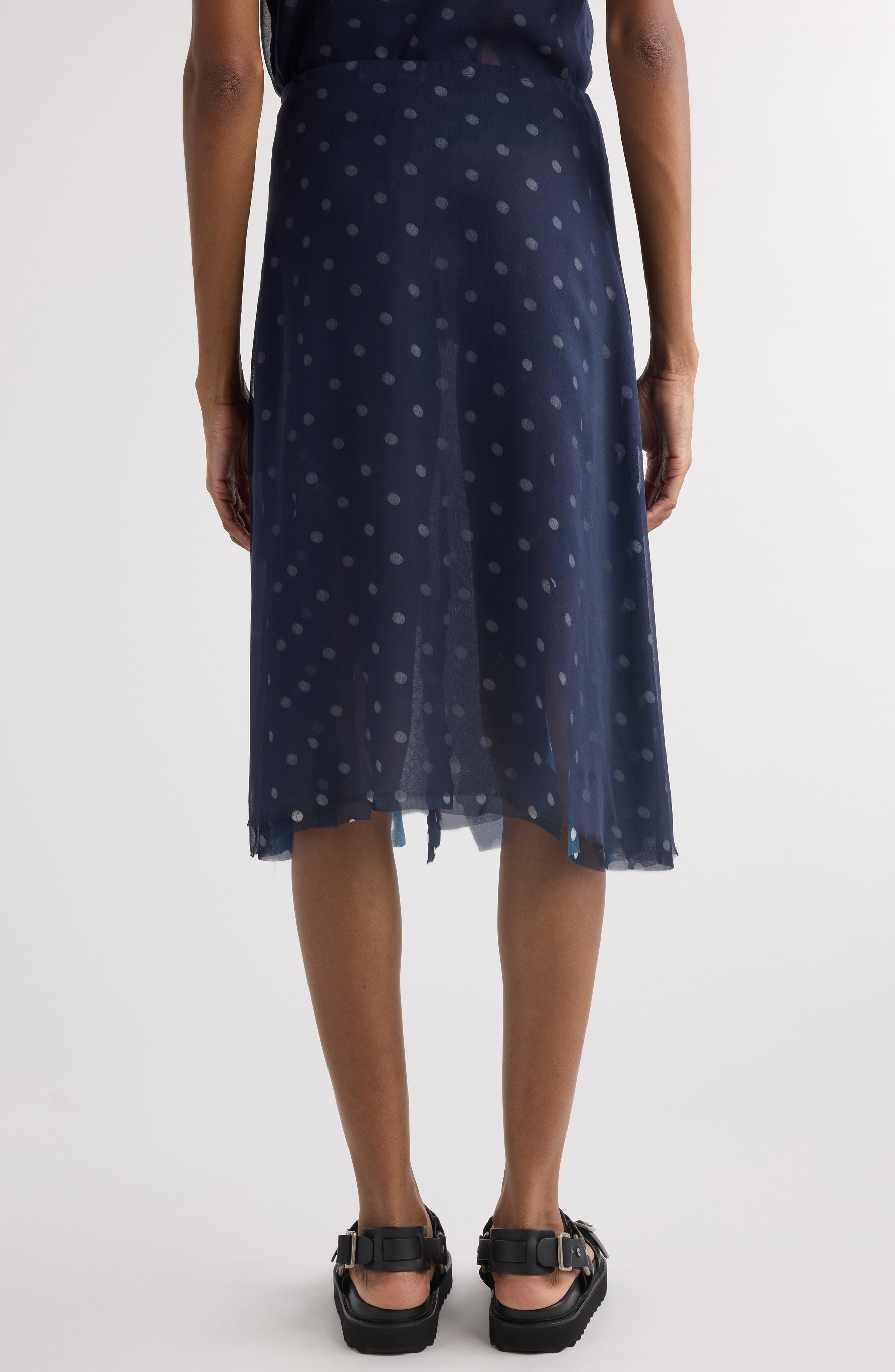 Acne Studios Iranee Polka Dot Georgette Skirt in Navy/White at Nordstrom - 2