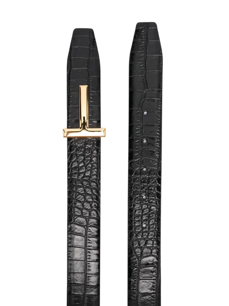 logo-plaque leather belt - 3