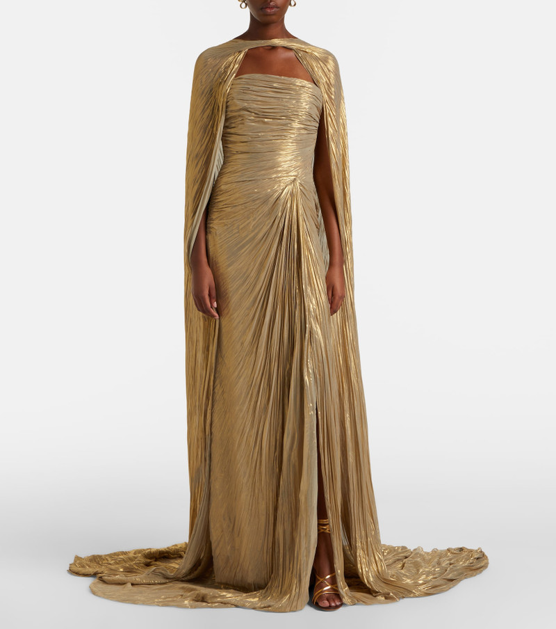 MARMAR HALIM Caped pleated bustier gown outlook