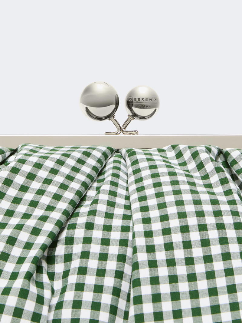 BETA Large gingham cotton Pasticcino Bag - MOSS GREEN 4
