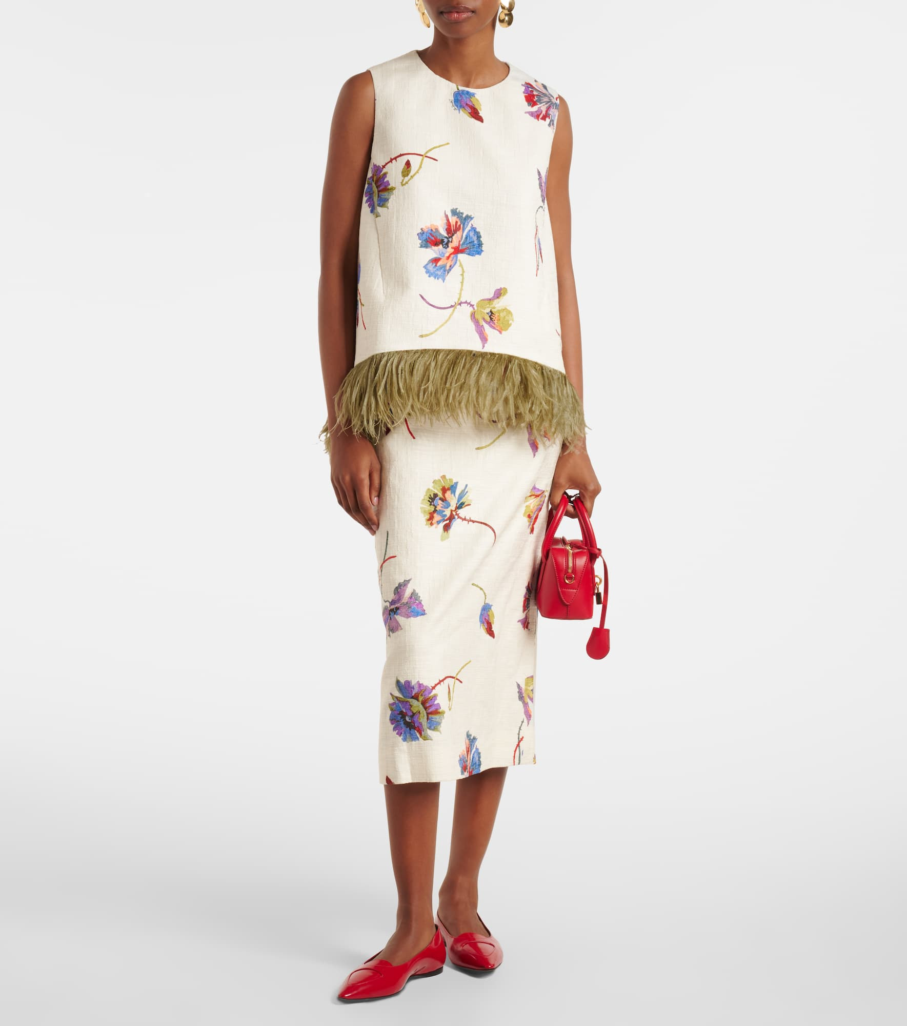 Floral cotton pencil skirt - 2
