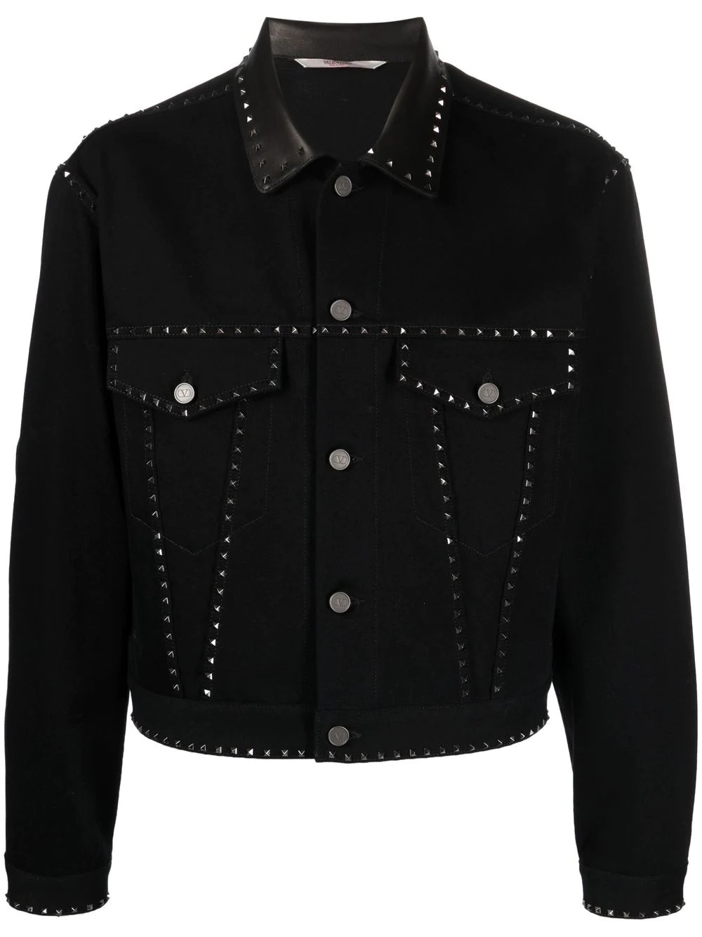 Rockstud-embellished denim jacket - 1