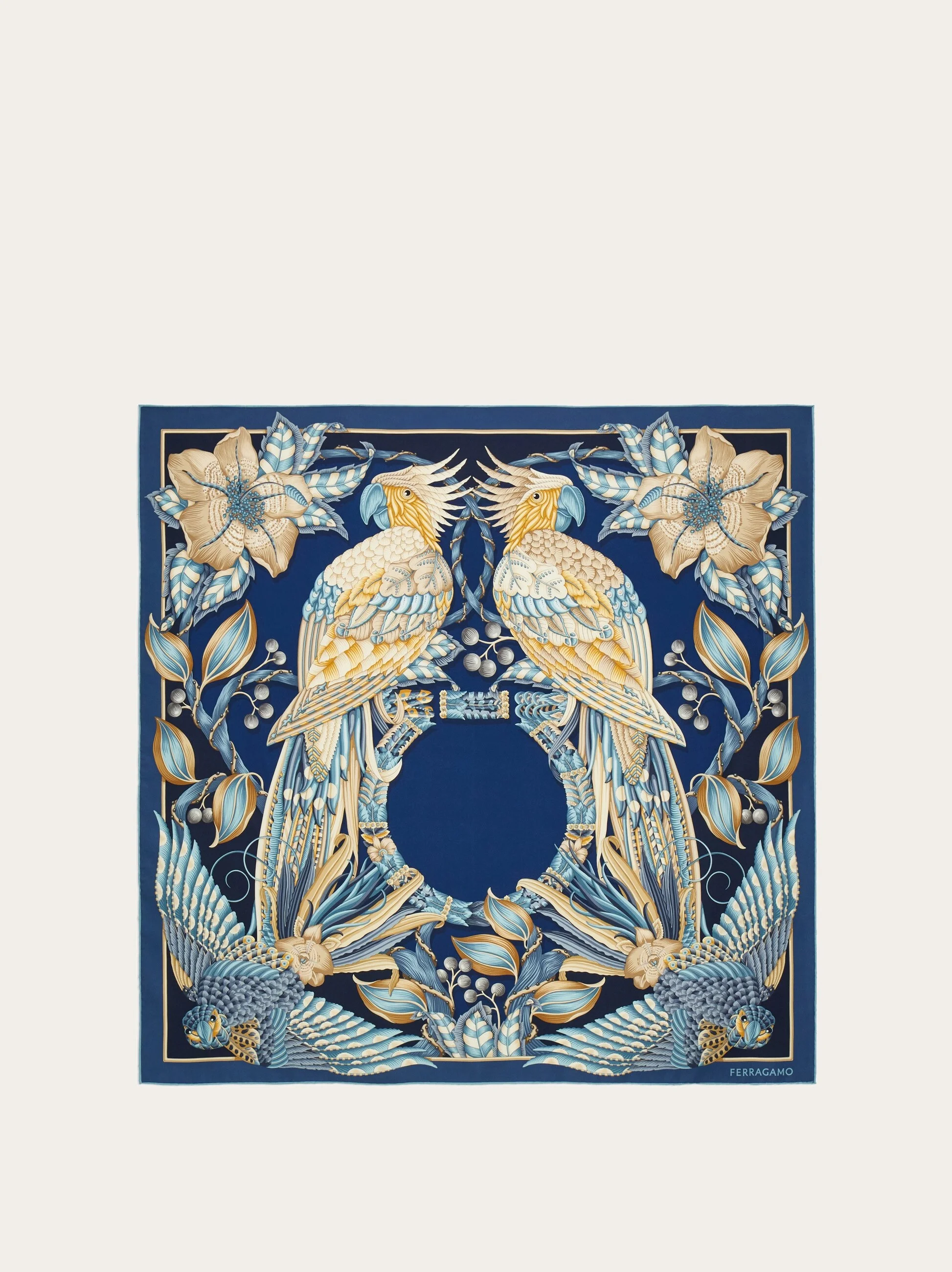 Parrots print silk foulard - 1
