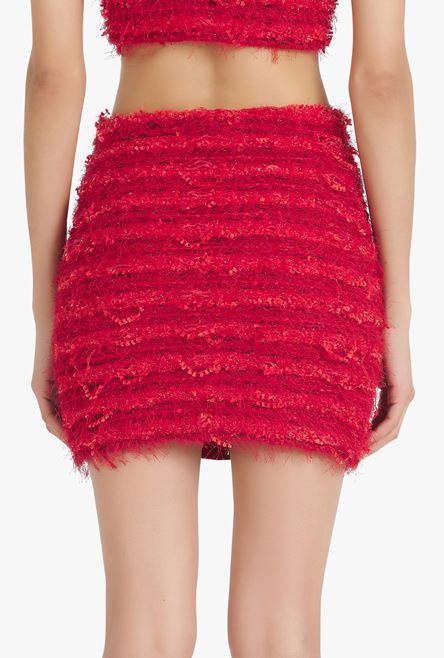 Short red tweed skirt - 8