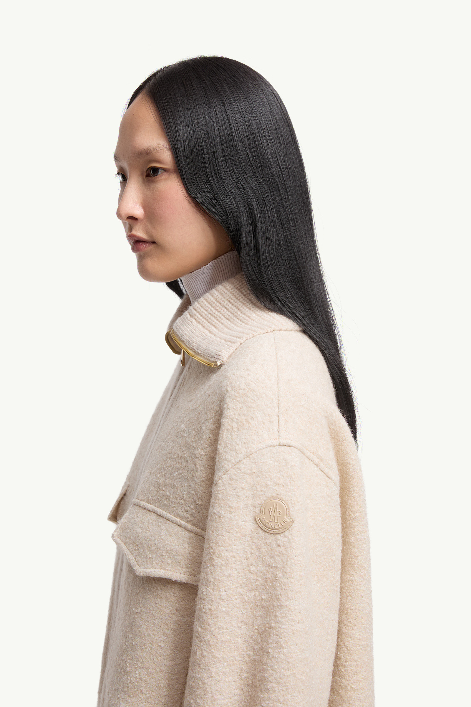 Bouclé Wool Blend Zip-Up Shirt - 4