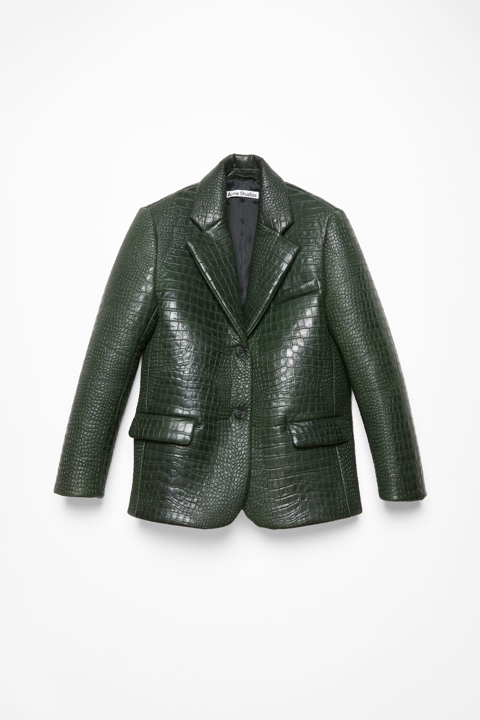 Leather bonded jacket - Dark green - 1