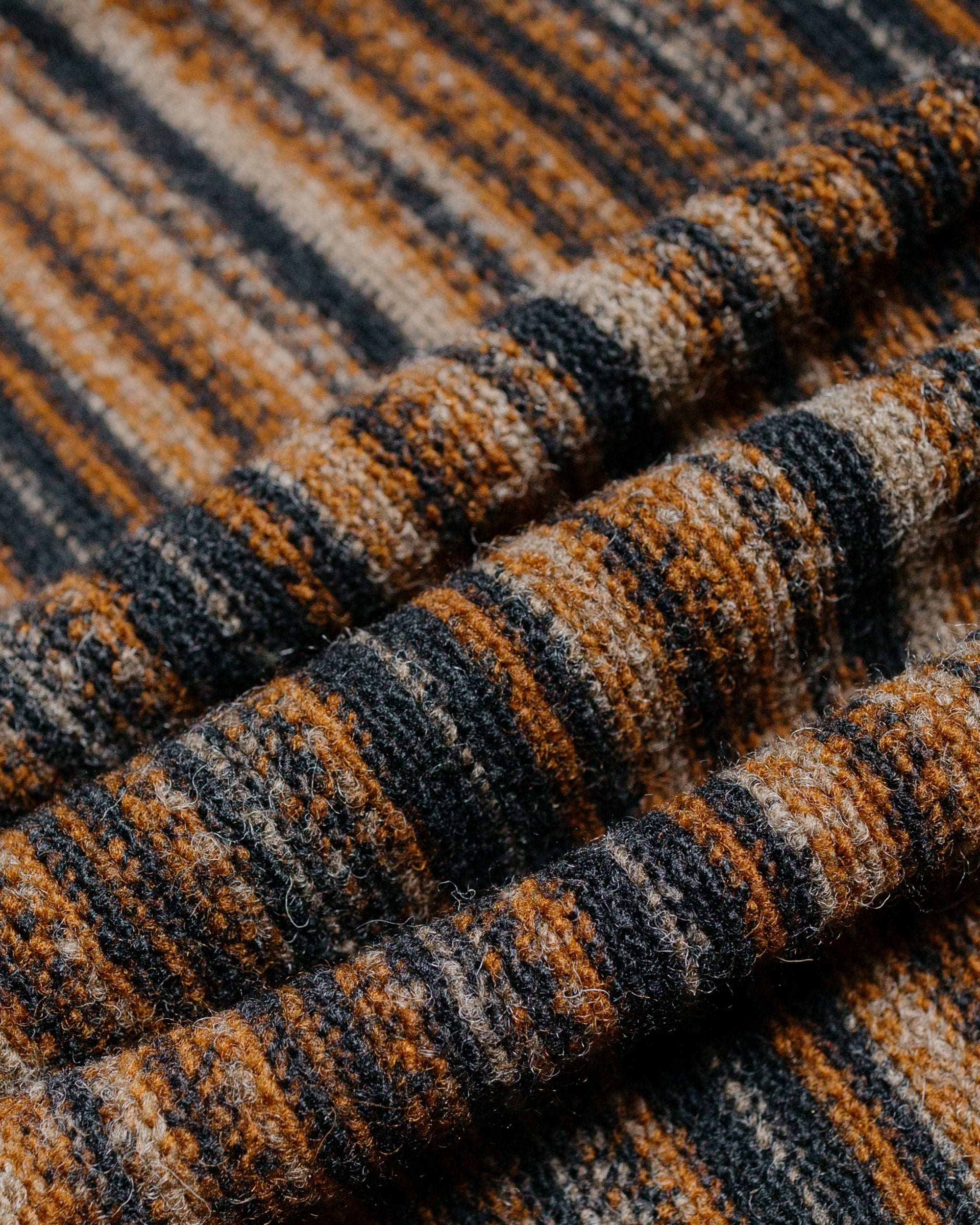 Long Sleeve Hoody Brown Fair Isle Stripe Knit Sweater - 5