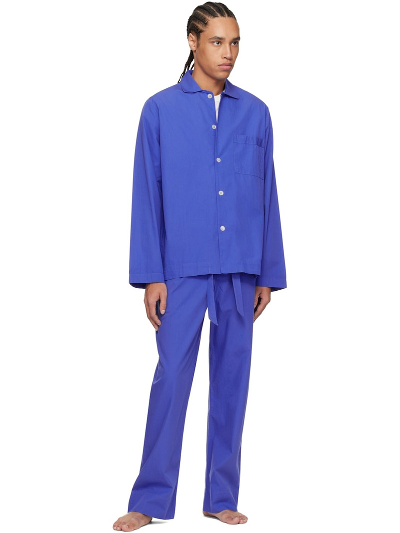 TEKLA Blue Poplin Long-Sleeved Pyjama Shirt outlook