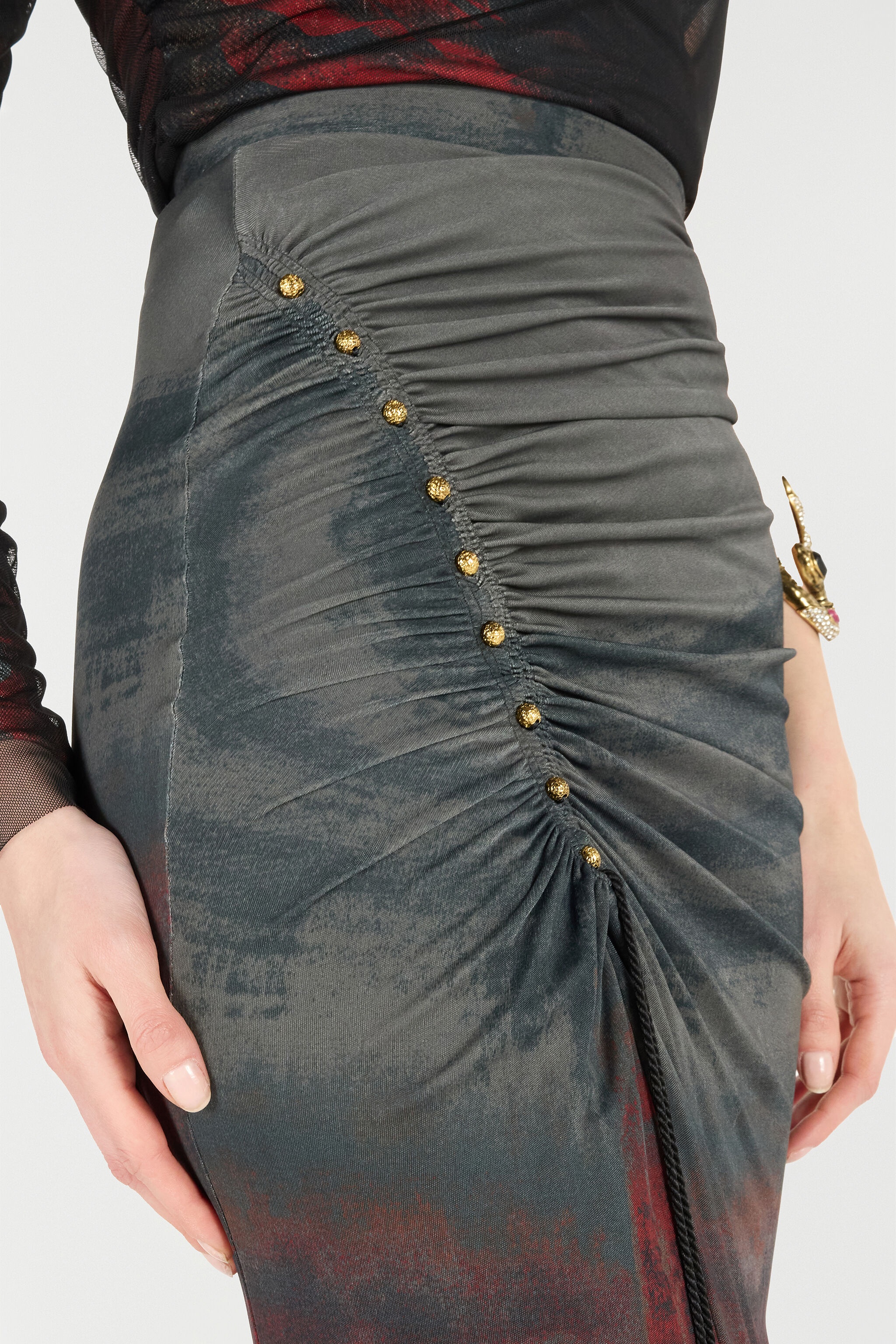 Mottled-Effect Midi Skirt - 5
