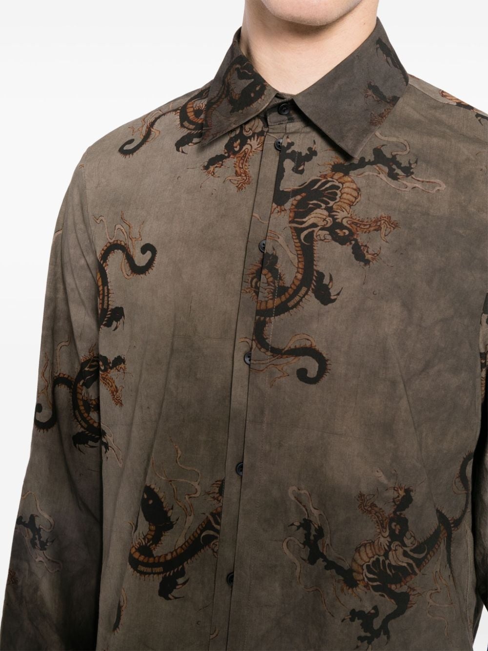 dragon-print long-sleeved shirt - 5