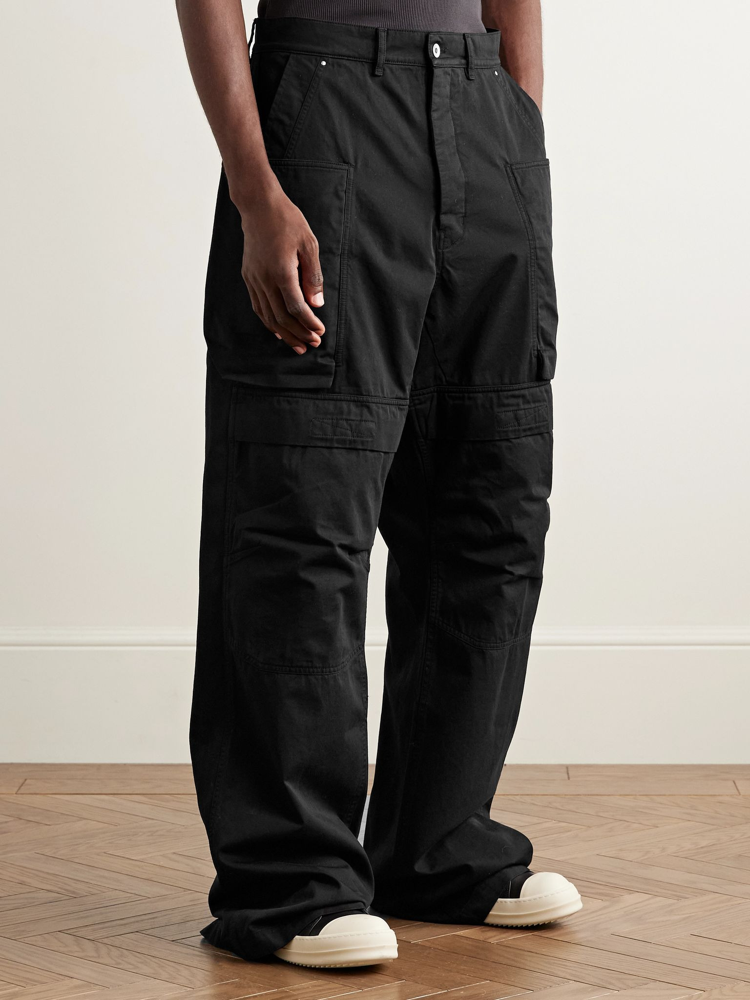 Stefan Wide-Leg Cotton-Twill Cargo Trousers Black - 3