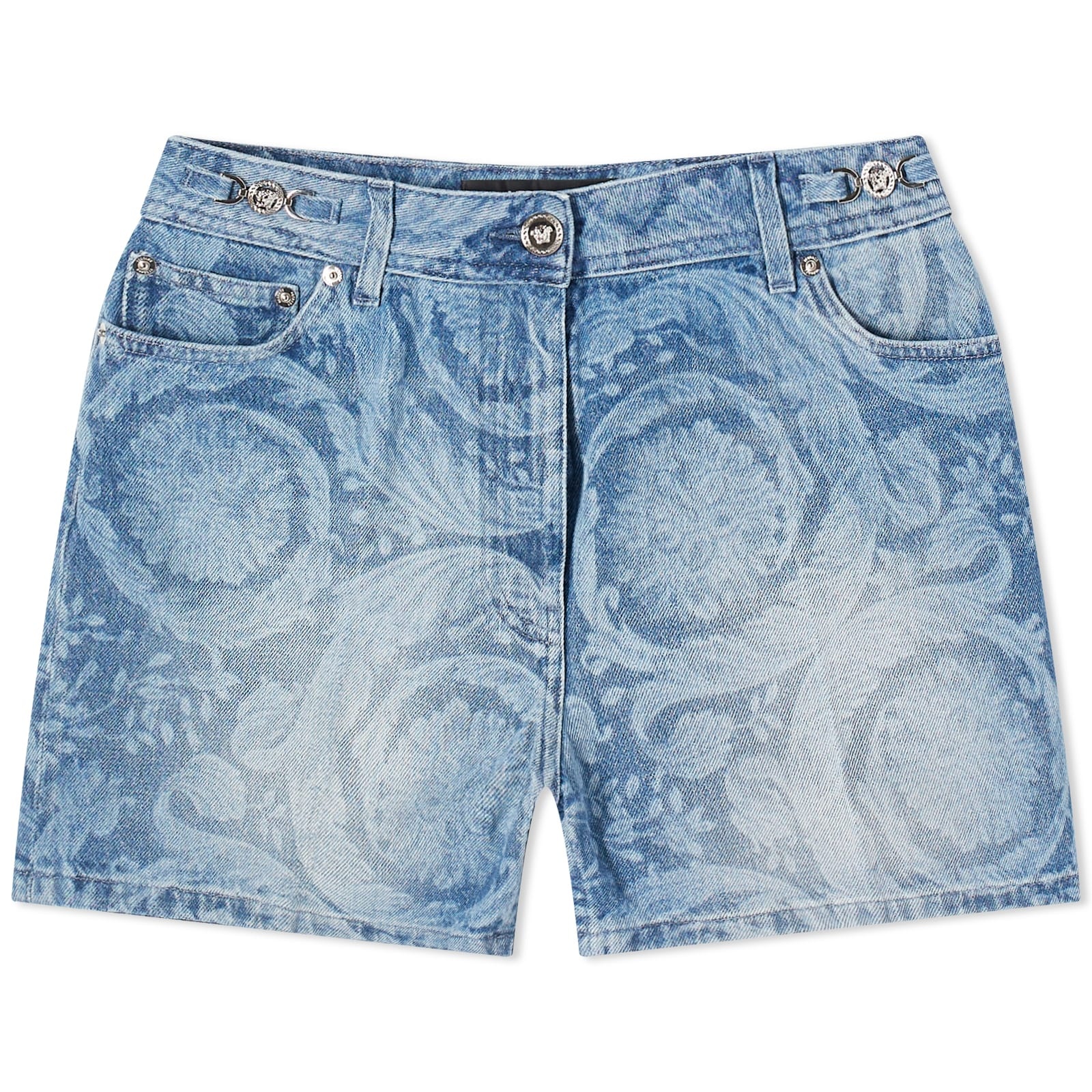 Versace Baroque Print Denim Shorts - 1