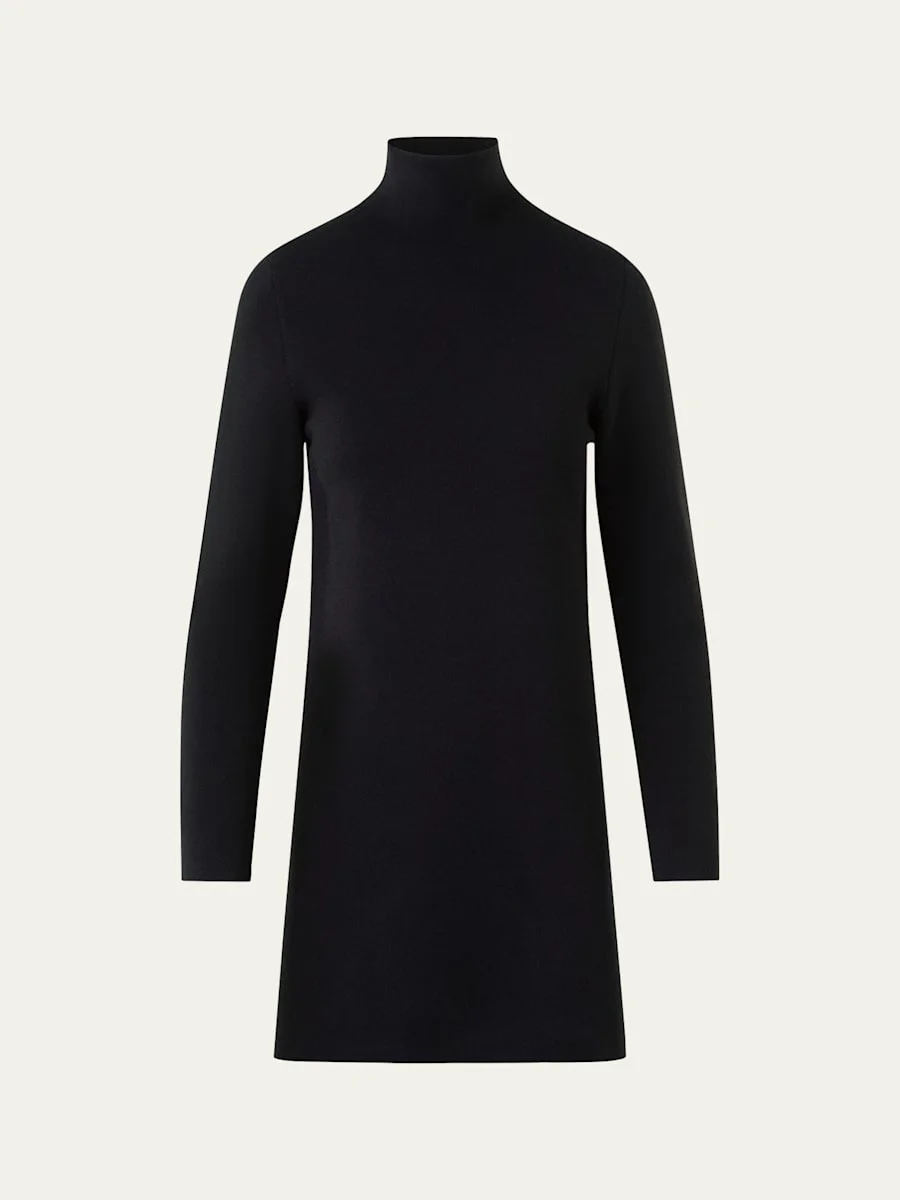 Turtleneck Cashmere-Silk Milano Knit Tunic Sweater - 1