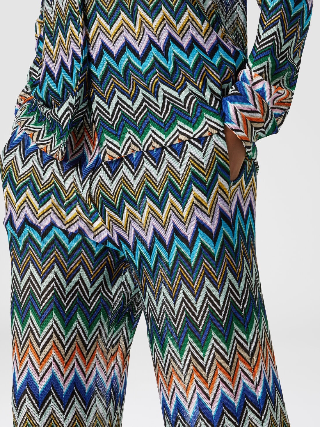 Viscose straight trousers with offset zigzag - 5