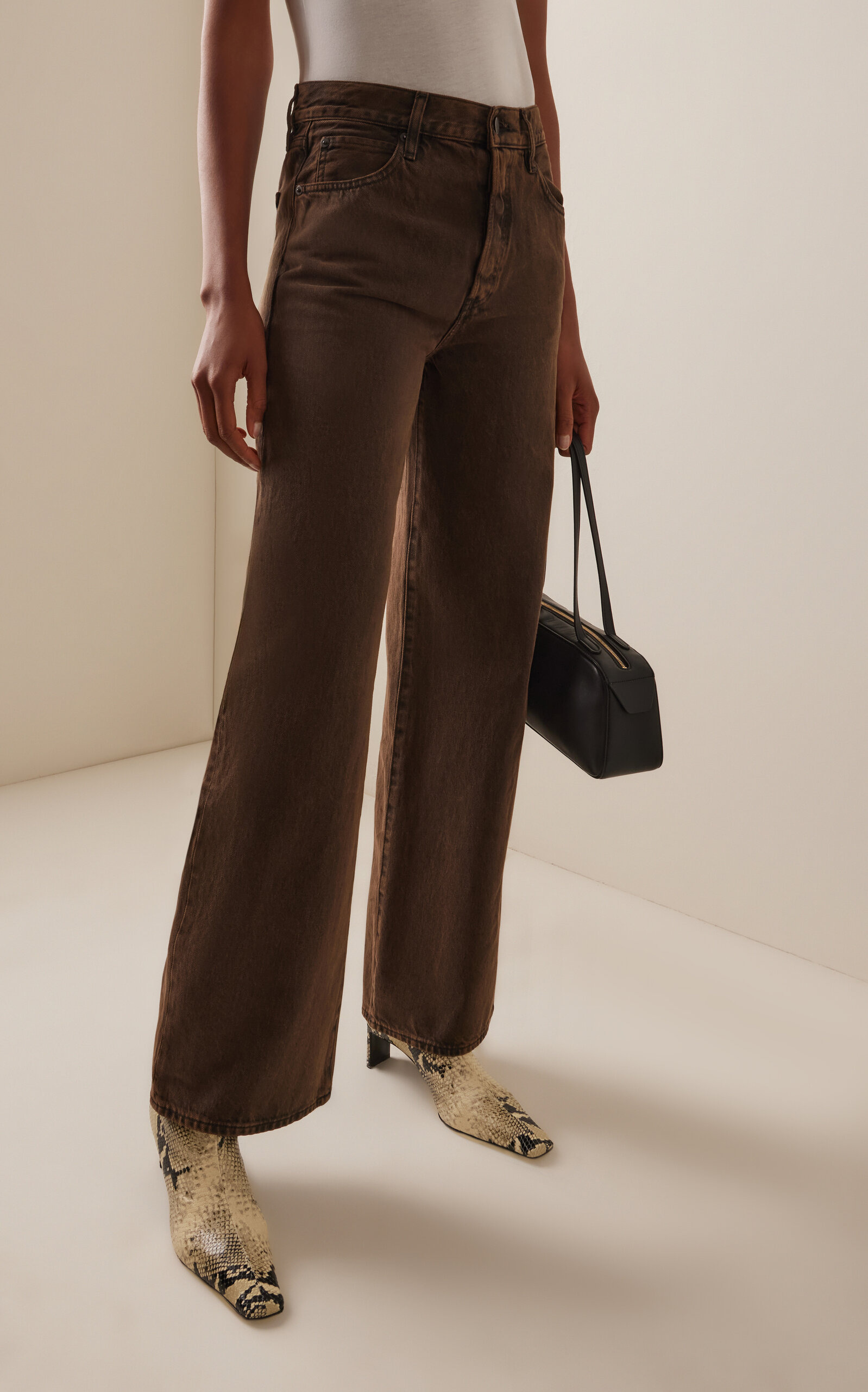 The Collegiate Rigid High-Rise Wide-Leg Jeans brown - 3