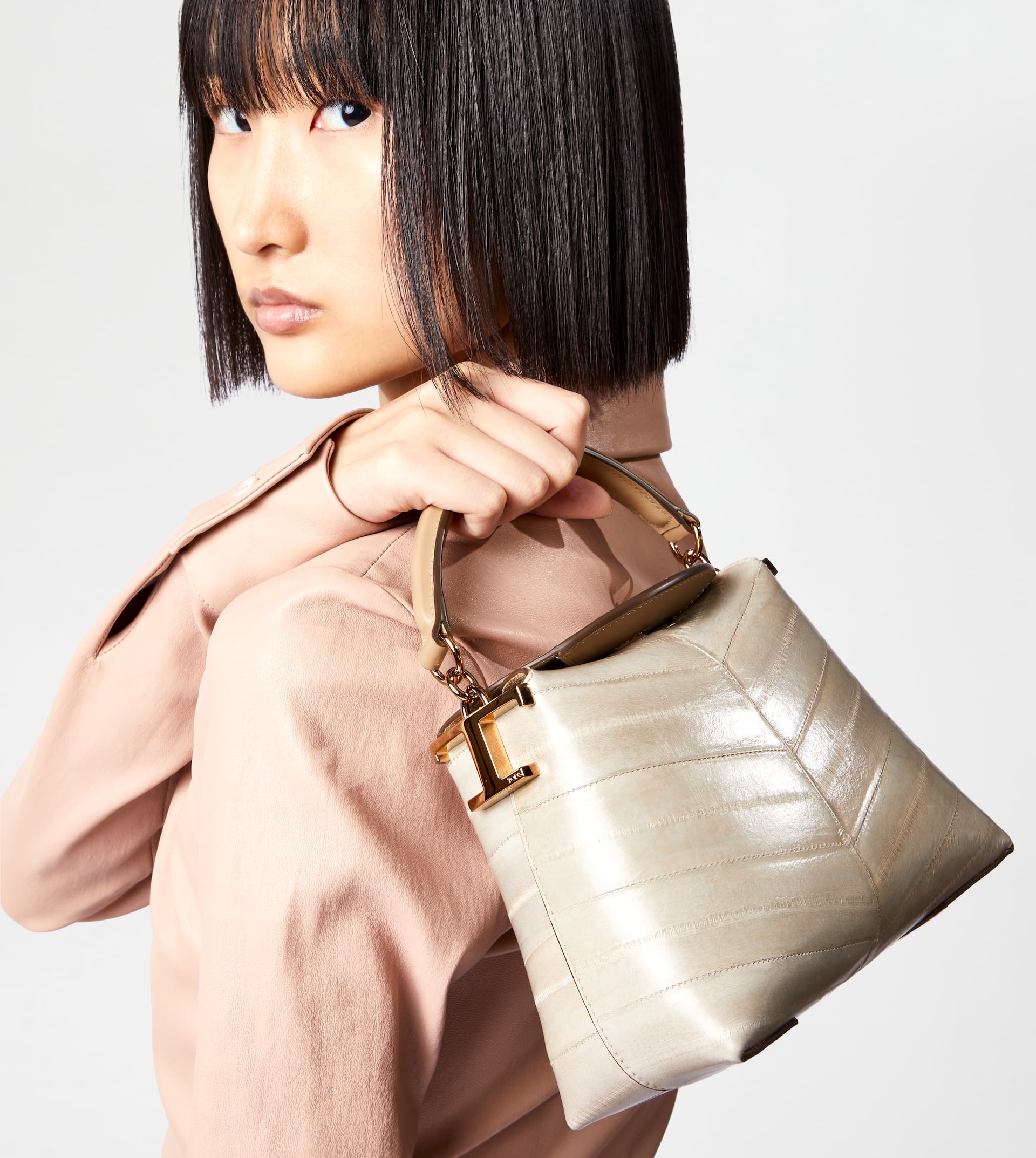 MESSENGER TOTE BAG TOD'S T CASE IN EEL LEATHER MICRO - BEIGE - 2