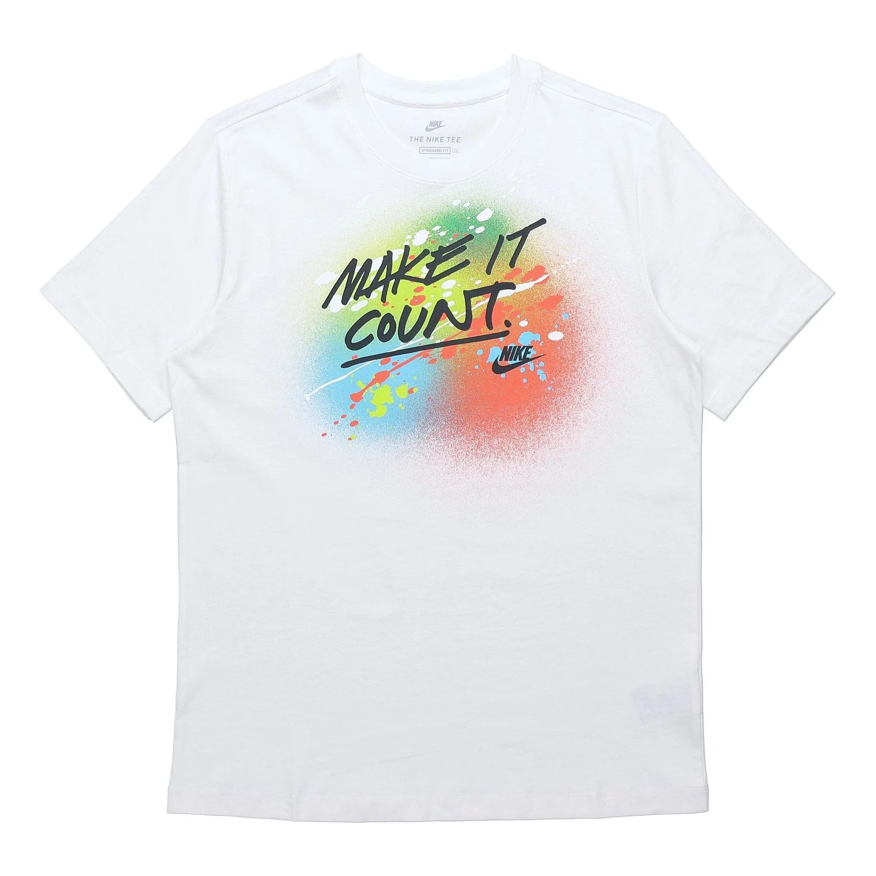 Nike Sportswear 스플래시 잉크 알파벳 인쇄 스포츠 짧은 소매 백색 DJ5361-100 - 1