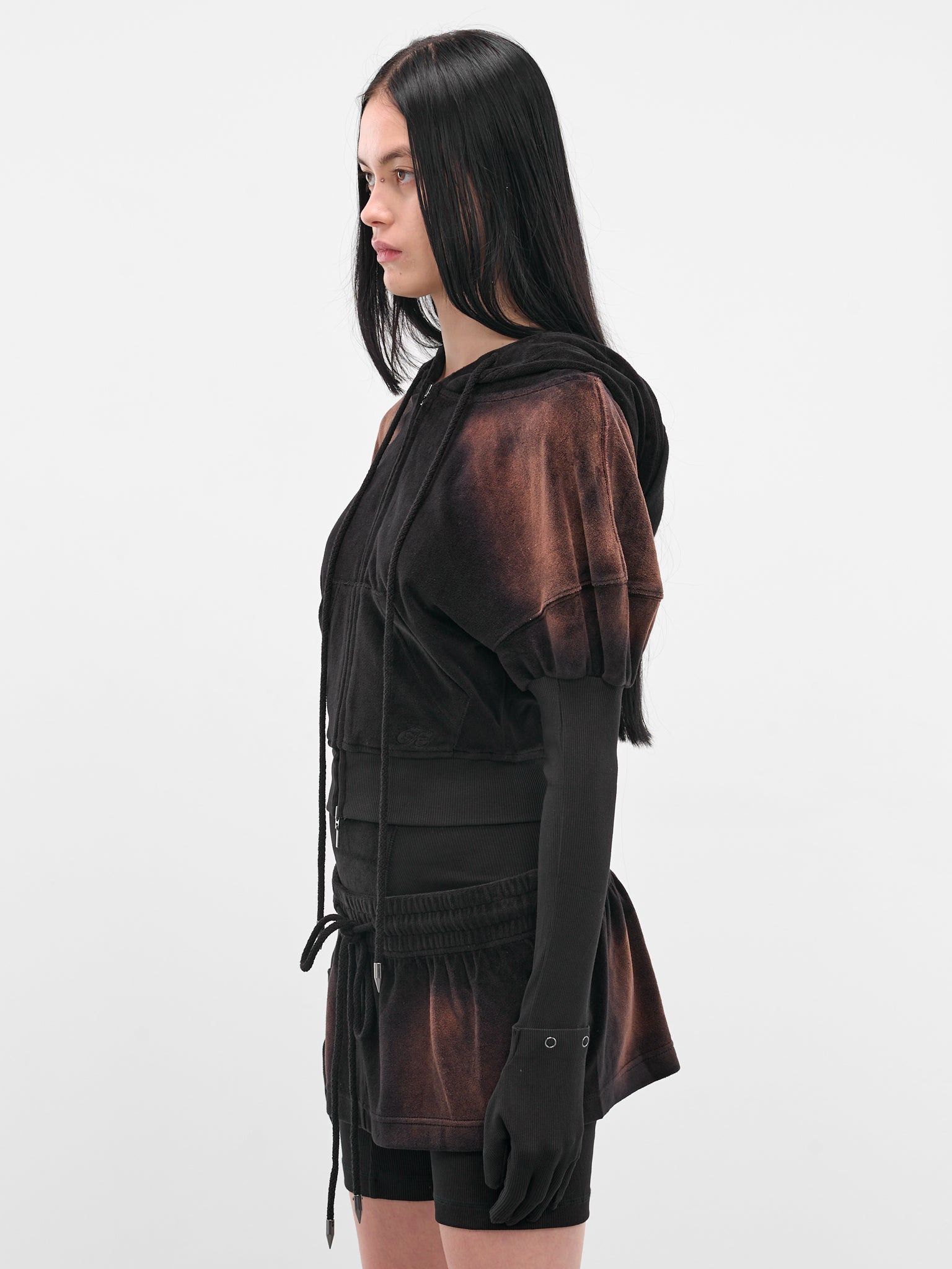 Brown Oversized Paris Zip Hoodie - 2