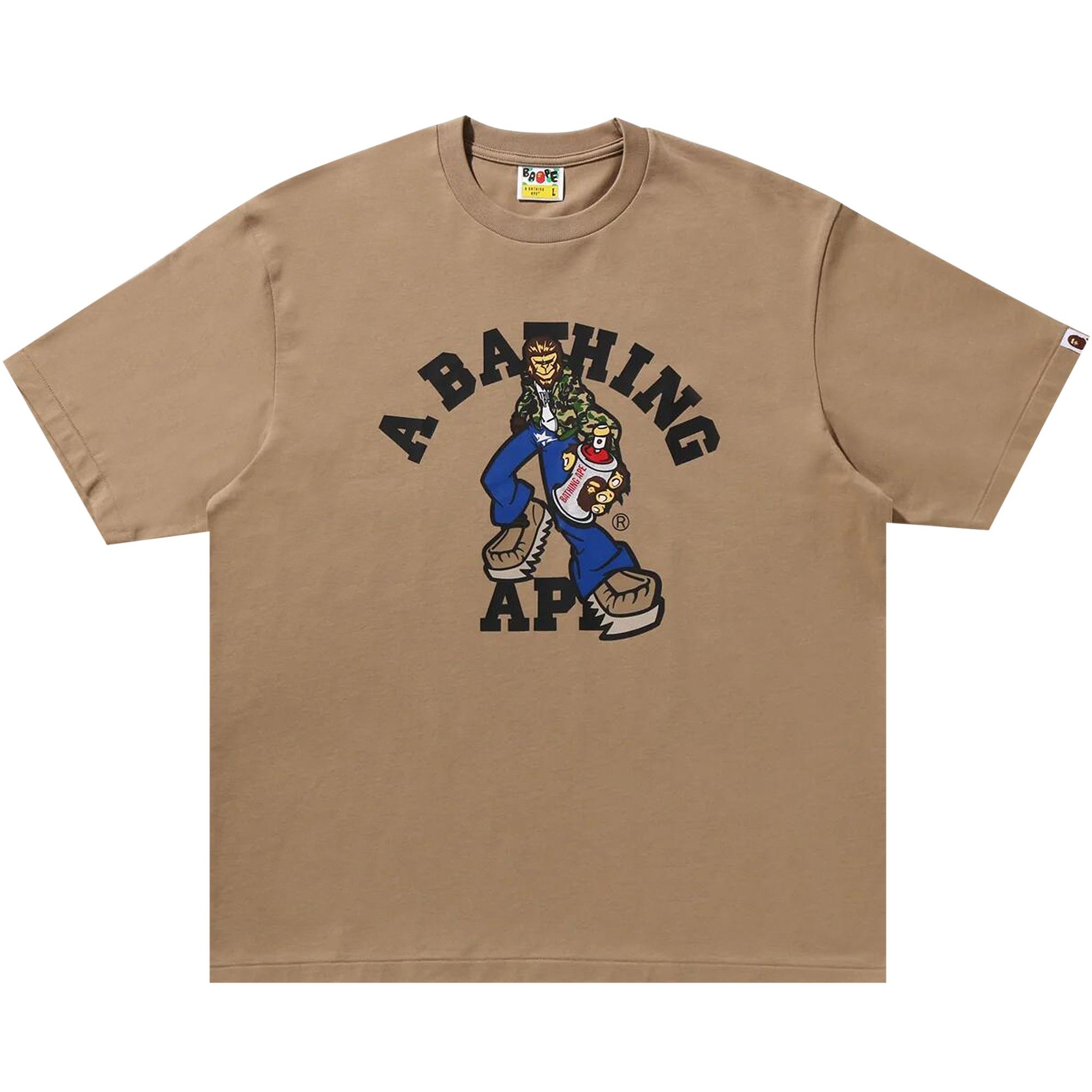 BAPE Graffiti Character College Relaxed Fit Tee 'Beige' - 1