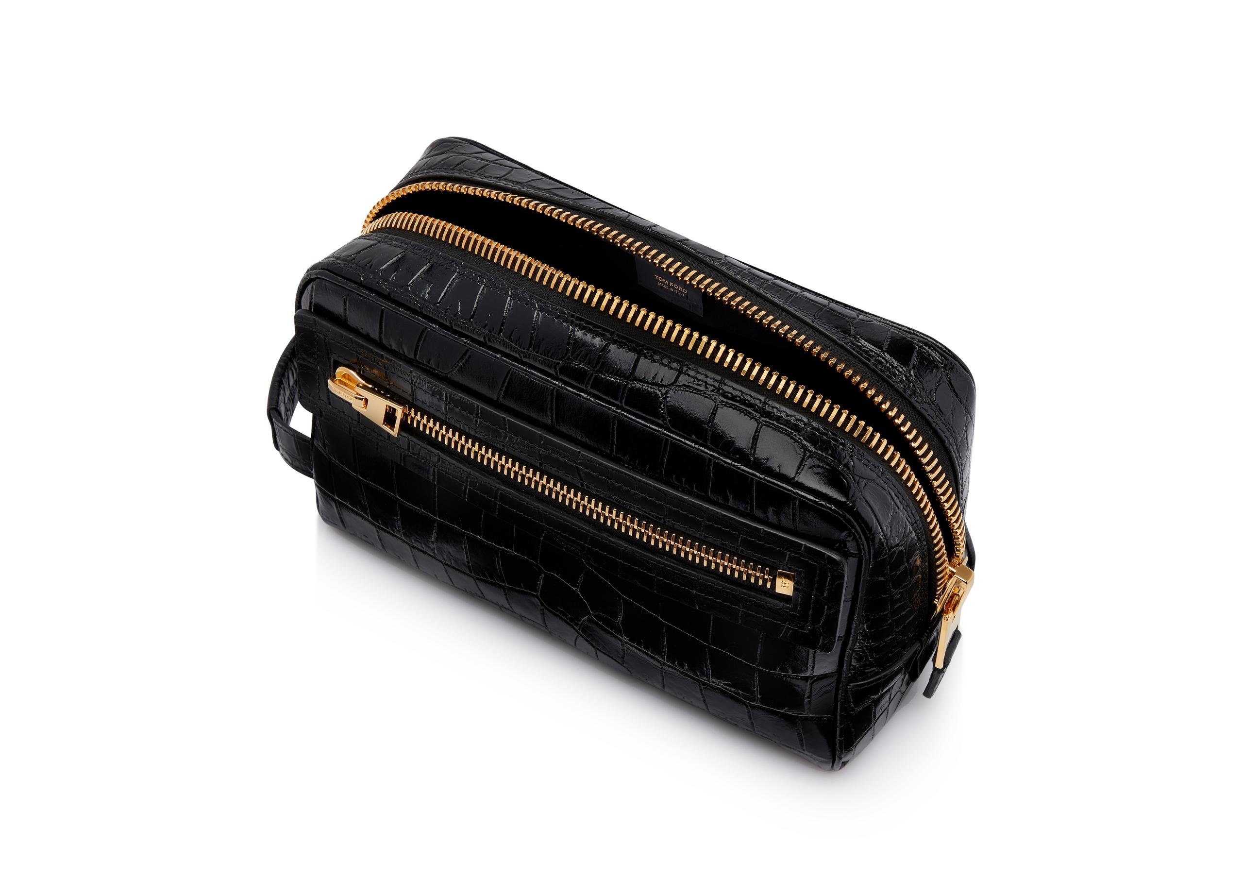 PRINTED ALLIGATOR LEATHER TOILETRY CASE - 4