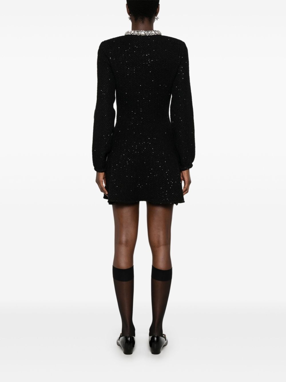 sequin knit mini dress - 4