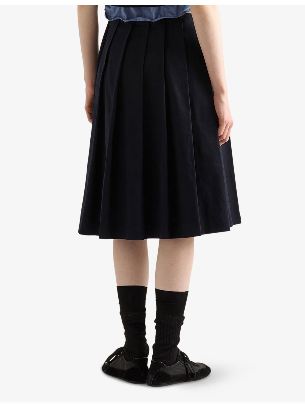 Pleated Lace-Up Stretch-Cotton Midi Skirt - 4