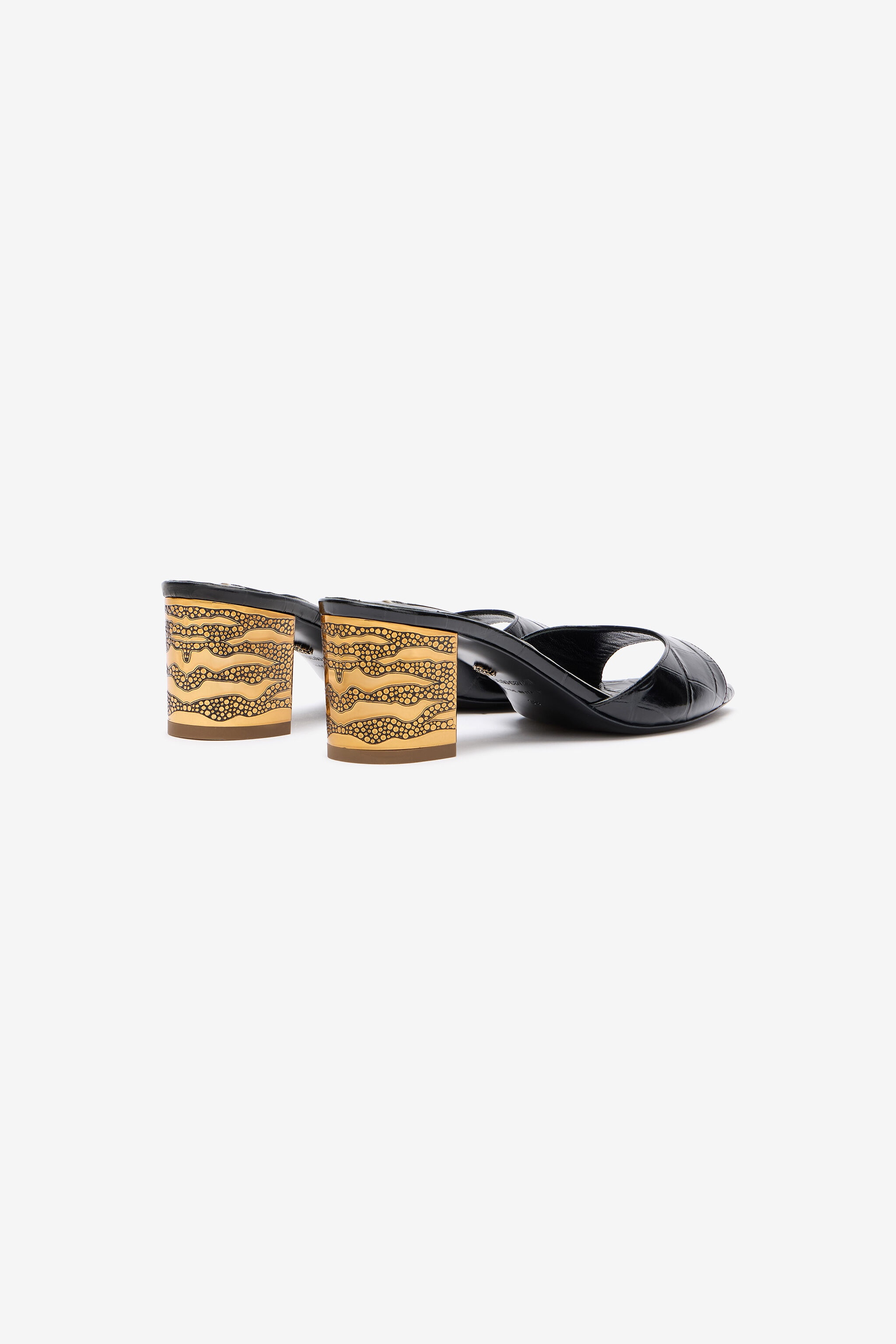 Mules With Thick Golden Heel - 3