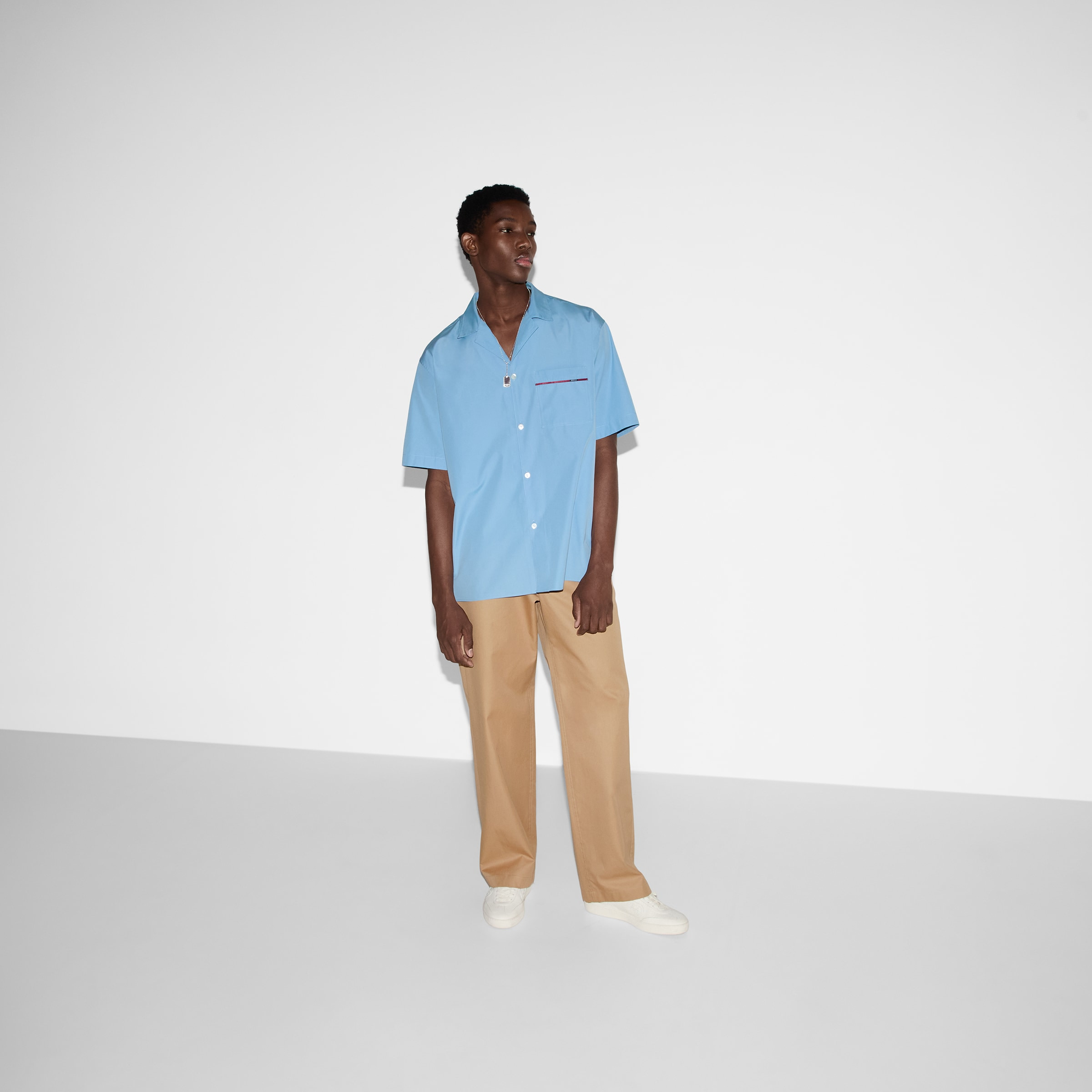 Compact cotton twill pants with Web - 6