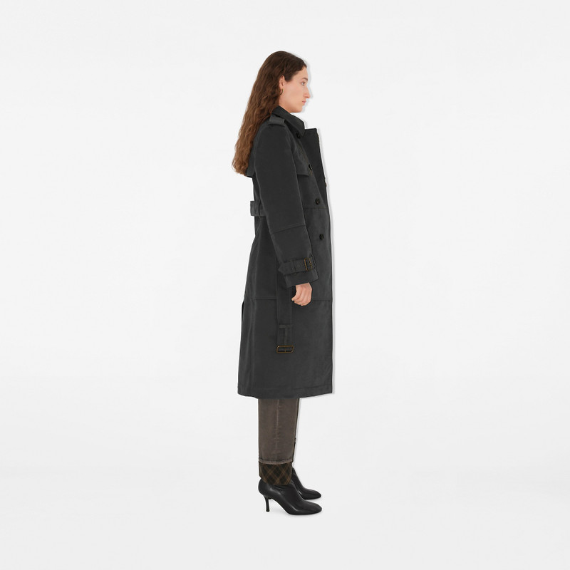 Long Cotton Nylon Trench Coat 3