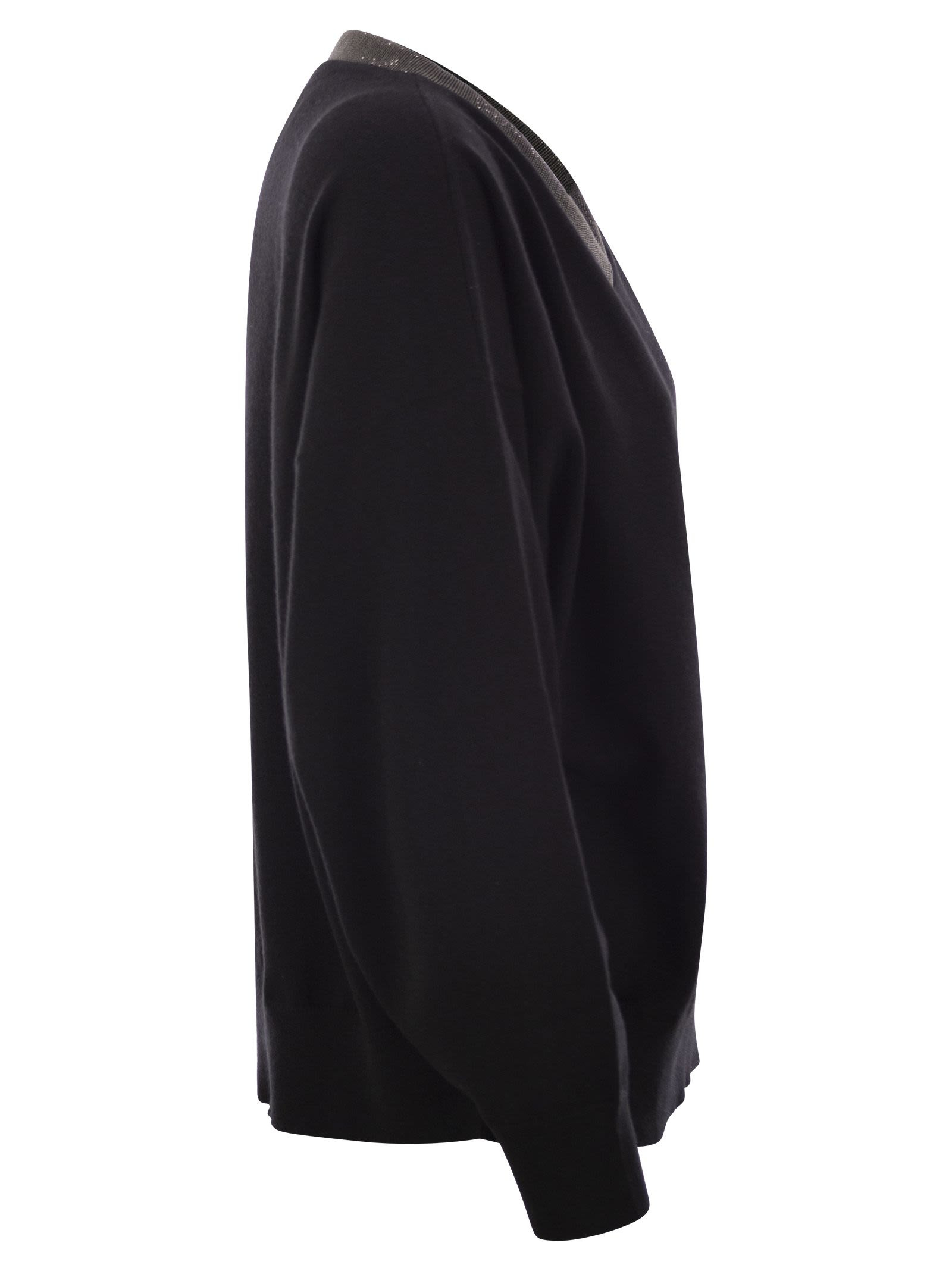 Brunello Cucinelli Women Cashmere Sweater With Precious Ribbed Neckline - 3