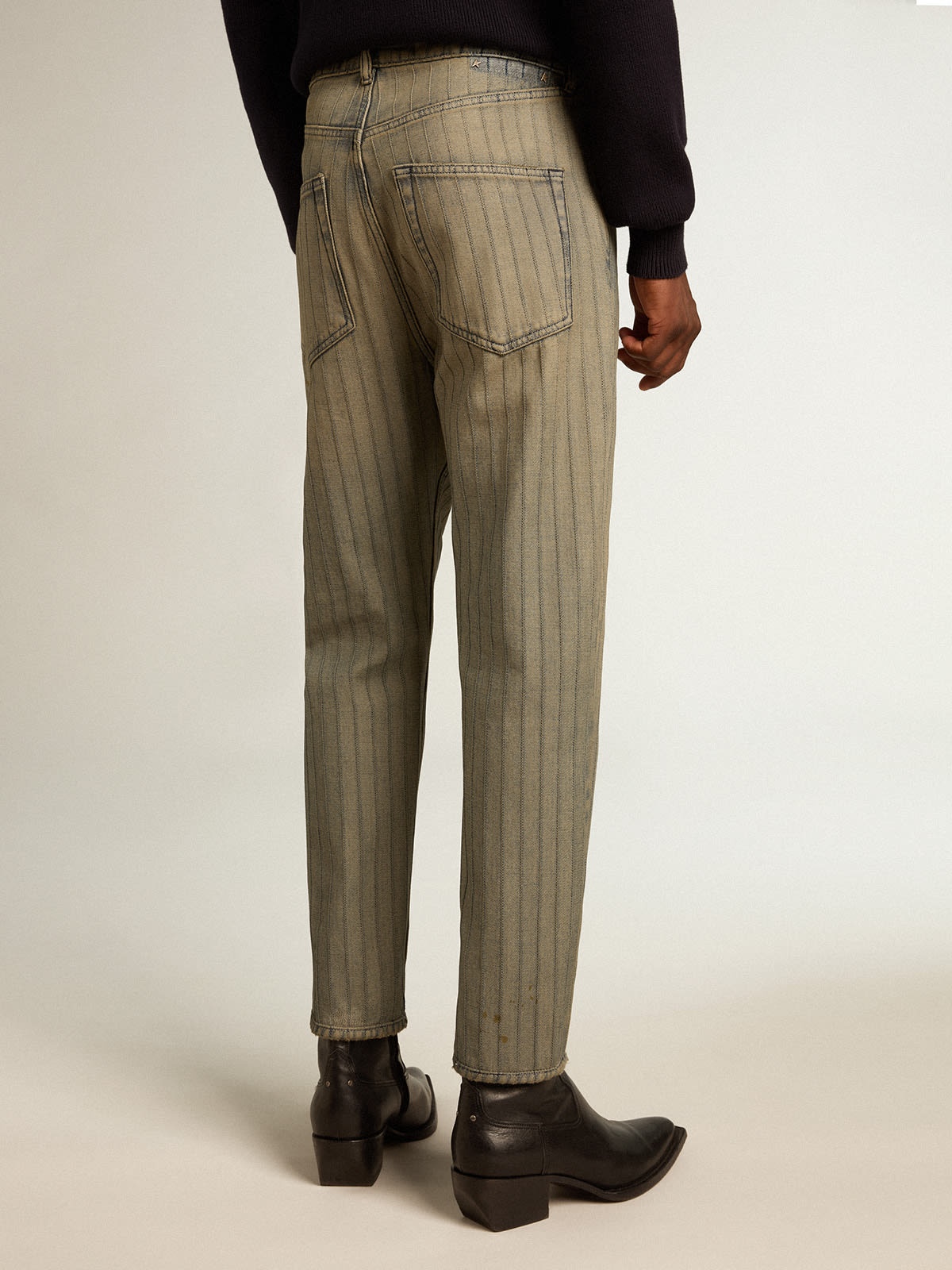 Men's gray pants in striped denim - 4