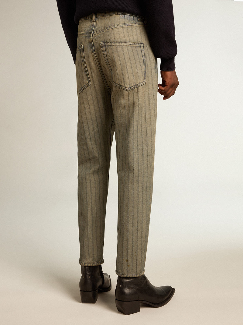 Men's gray pants in striped denim 4