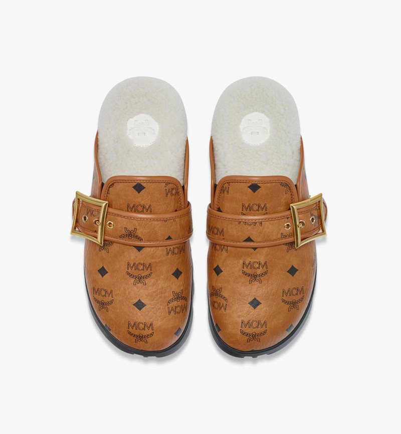 Flat Mule in Visetos and Shearling 5