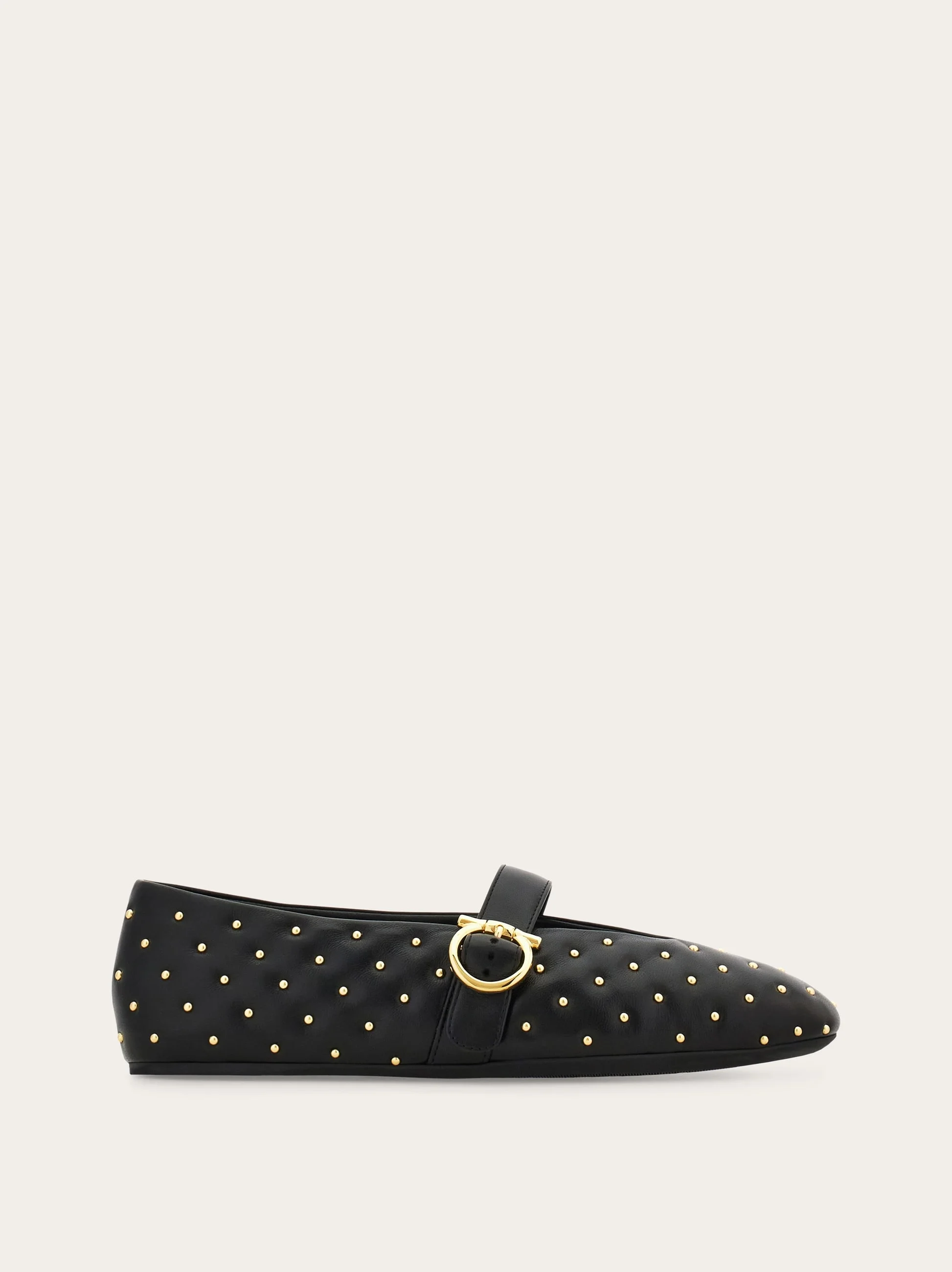 Studded Gancini buckle ballet flat - 1