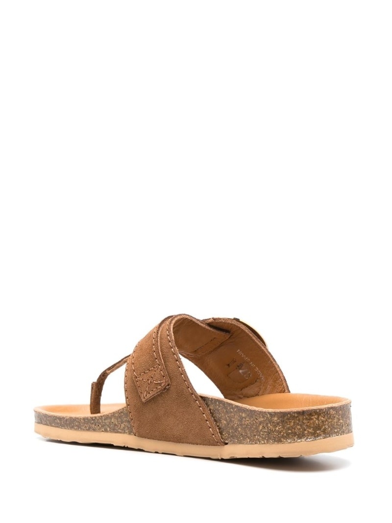 gold-tone plaque suede slides - 6