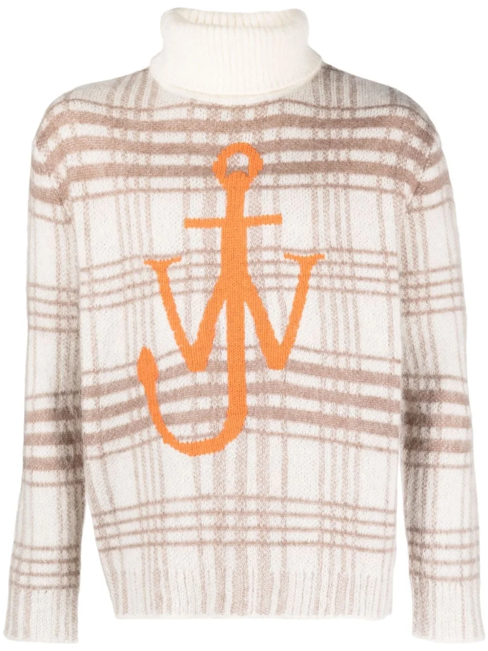Anchor-jacquard checked jumper - 1