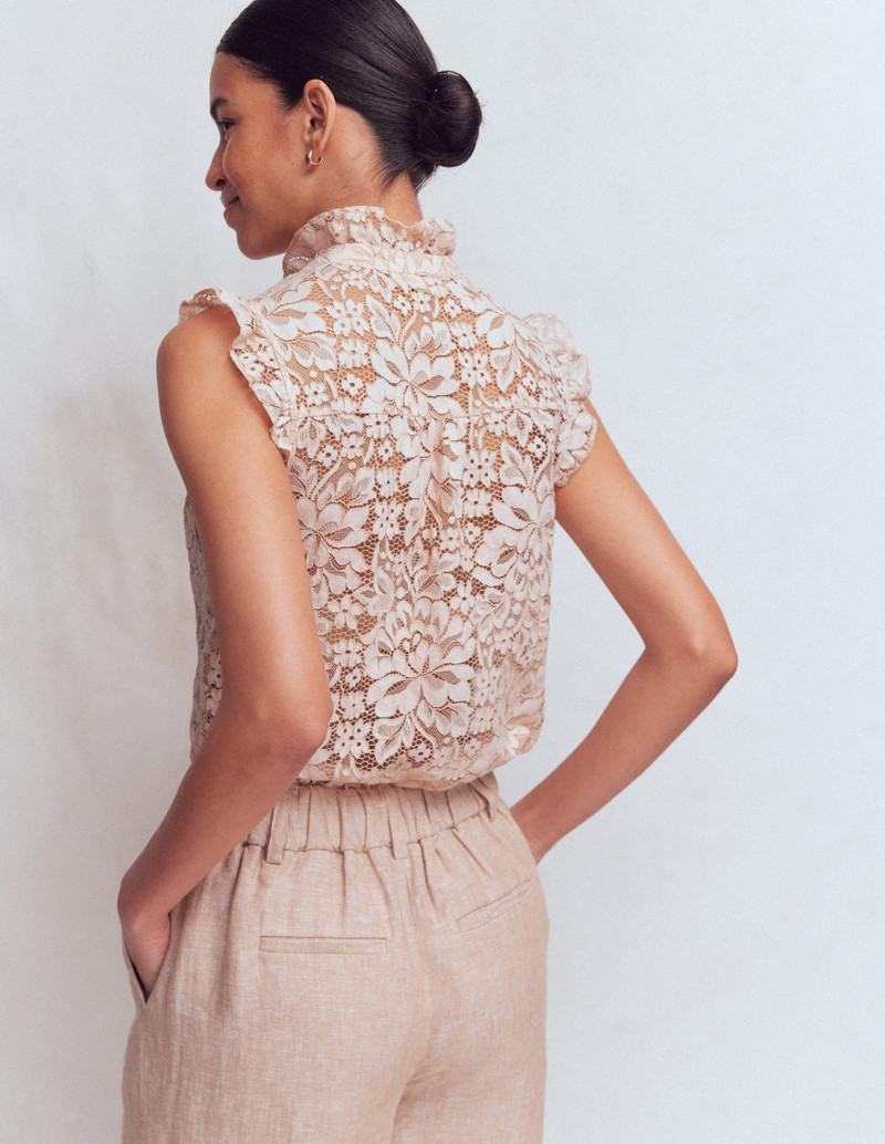 Isabel Sleeveless Lace Top-Pale Pink 5