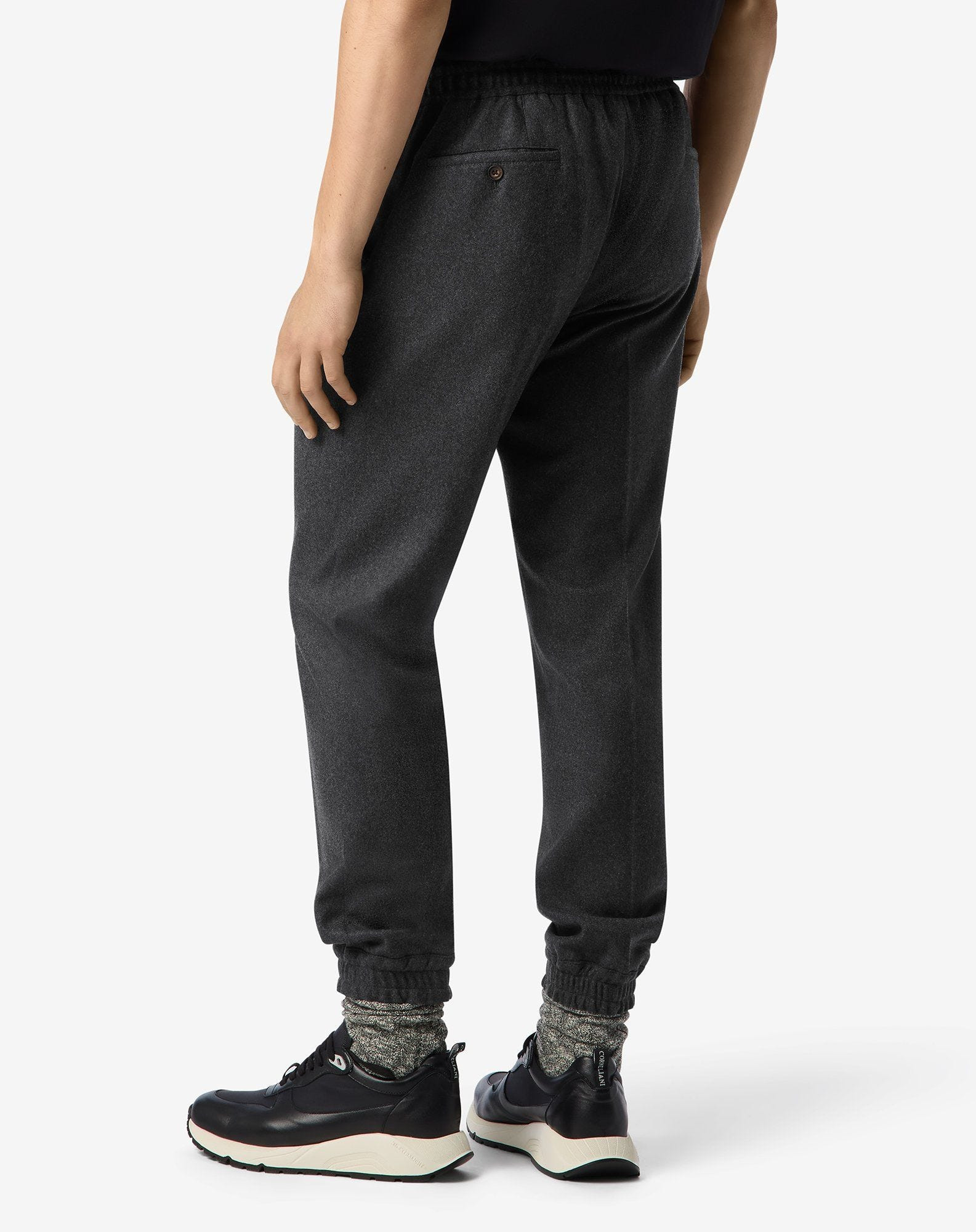 Dark melange grey stretch cashmere joggers - 4