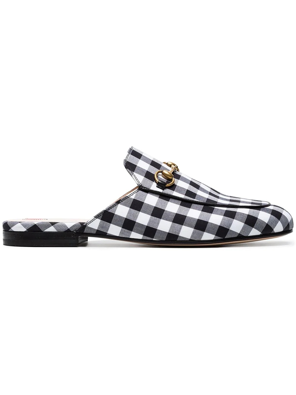 Black Gingham Princetown Mules - 1