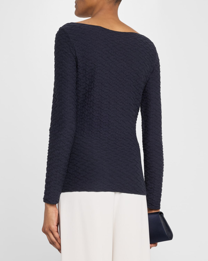 Bateau-Neck Textured Jersey Blouse 3