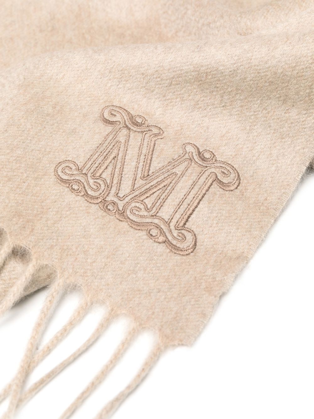 logo-patch fringed cashmere scarf - 3
