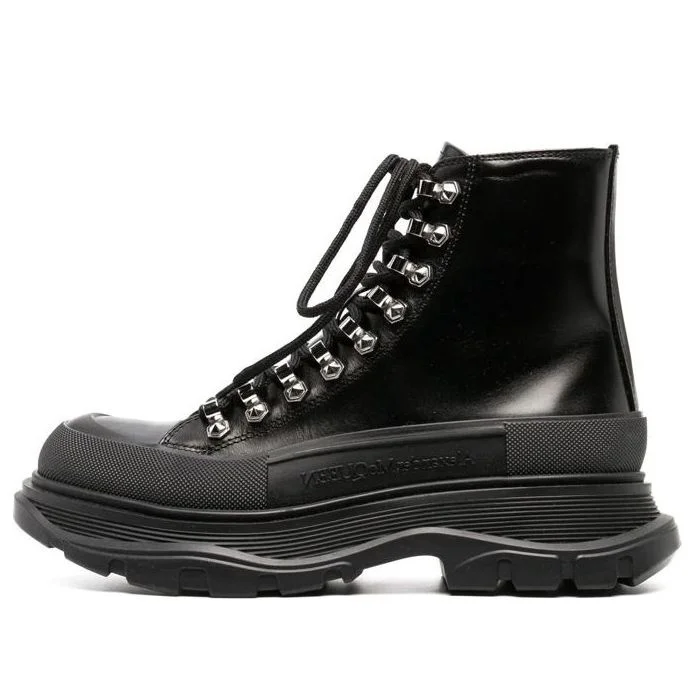 (WMNS) Alexander McQueen Tread Slick Boots 'Black Silver' 733063WHSWY1090 - 1