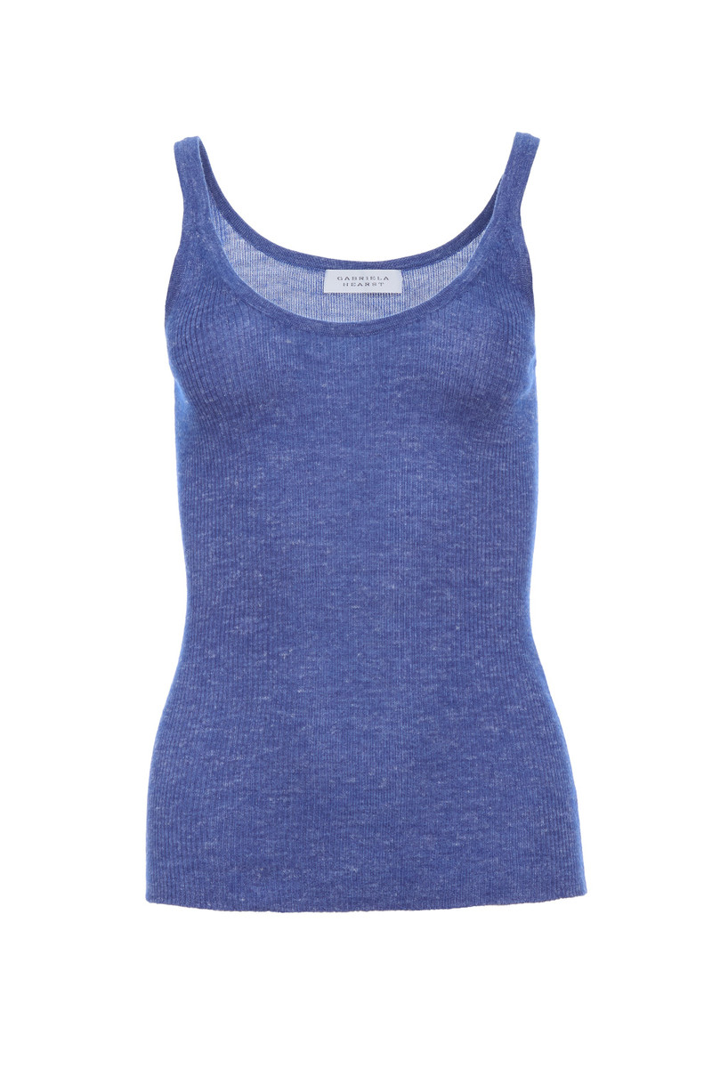 Cinxia Knit Tank Top in Cobalt Cashmere Silk with Hemp 1
