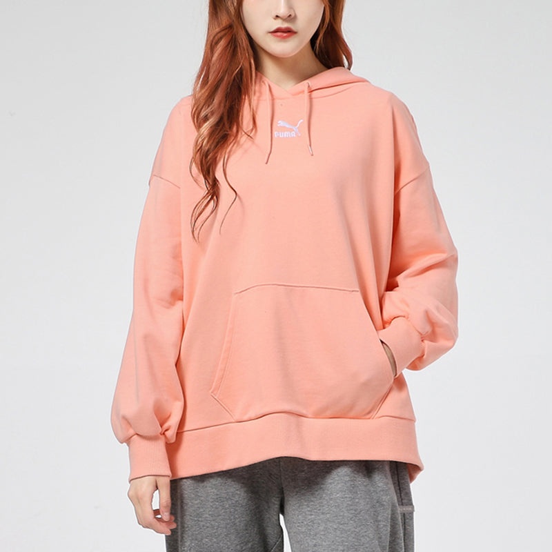 (WMNS) PUMA Classics Oversized Hoodie 'Pink White' 532283-26 - 3