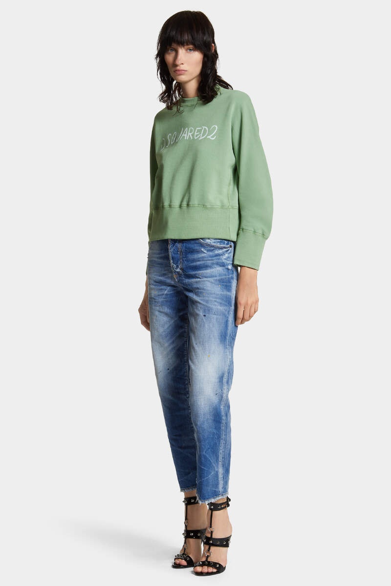 WHITE FADE DEAN FIT HANDWRITTEN LOGO SWEATSHIRT - 6