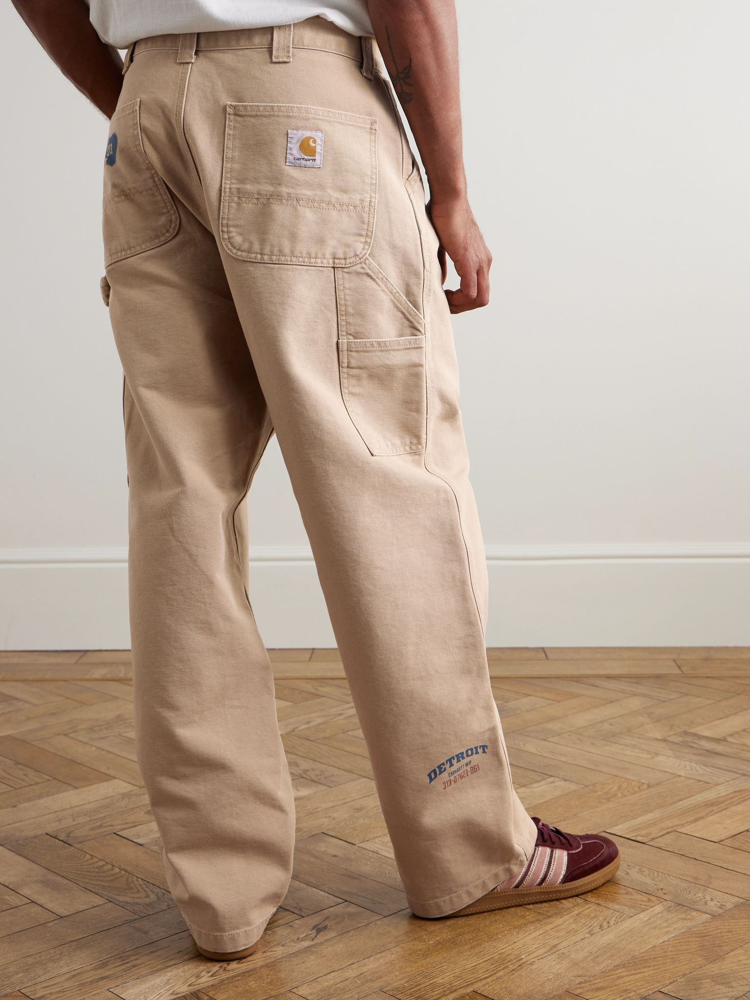 OG Single Knee Printed Straight-Leg Organic Cotton-Canvas Trousers Neutral - 4