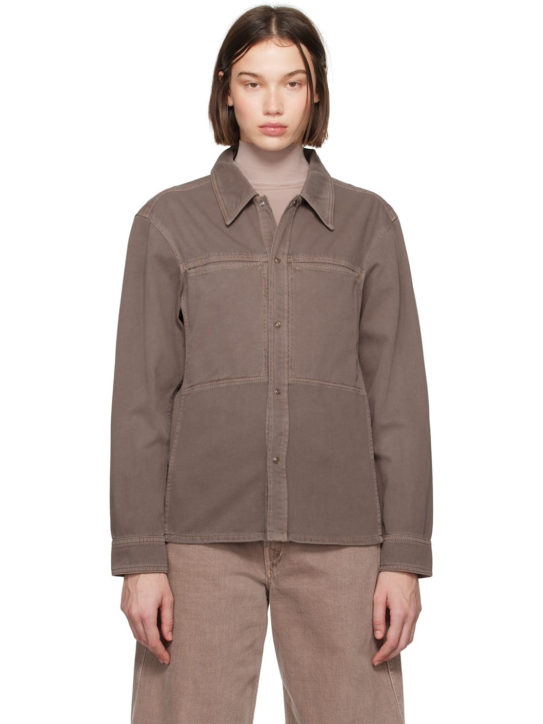 Purple Fitted Denim Shirt - 1
